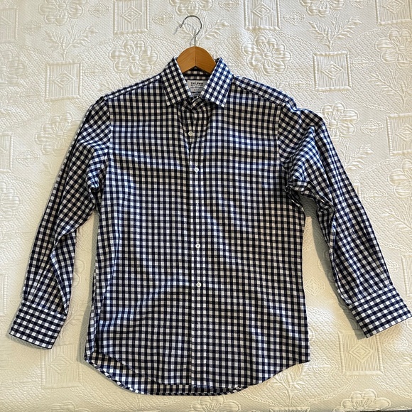 TM Lewin Navy/White Checkered Button Down - Picture 1 of 4